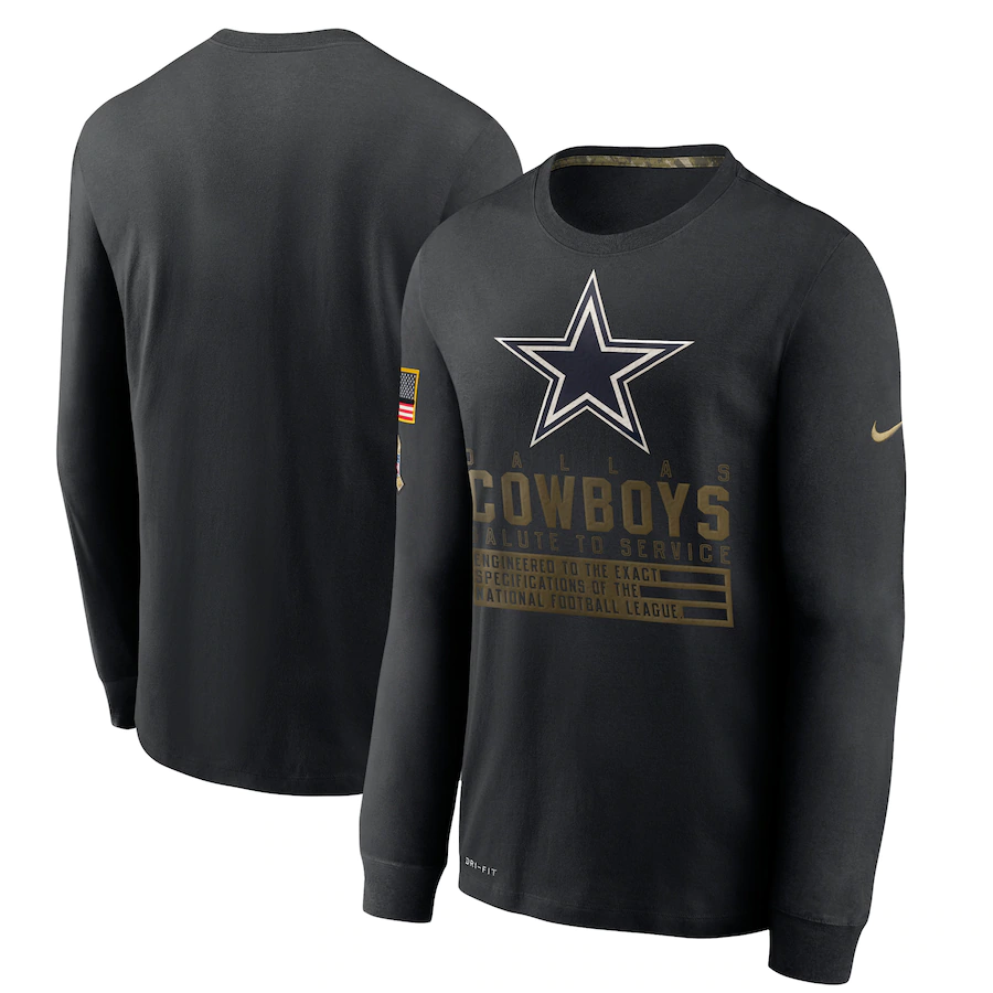 Men NFL Dallas Cowboys T Shirt Nike Olive Salute To Service Green